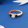 thumbnail image 4 of Gem Stone King 0.94 Ct Round Lab Grown Diamond and Black Onyx 3-Stone Ring for Women | 18K Rose Gold Plated Silver | Three Stone Wedding Engagement Anniversary Promise Ring for Women | Size 6, 4 of 4