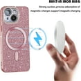thumbnail image 4 of for iPhone 15 Plus Glitter Case with Camera Lens Protector, Slim TPU Clear Magnetic Case with Magsafe Shiny Rhinestone Bling Sparkly Diamond Cover for iPhone 15 Plus CZ Rose Gold, 4 of 12