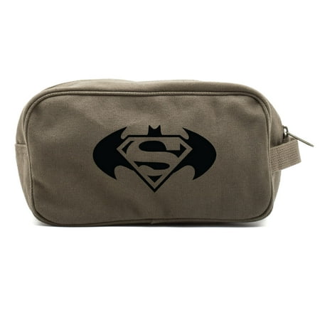 Batman Superman with Round Wings Dual Two Compartment Travel Toiletry Dopp (Best Chicken Wings In Dc)
