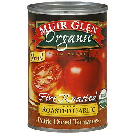 Muir Glen Fire Roasted Petite Diced Tomatoes With Roasted Garlic, 14.5 oz (Pack of 12)