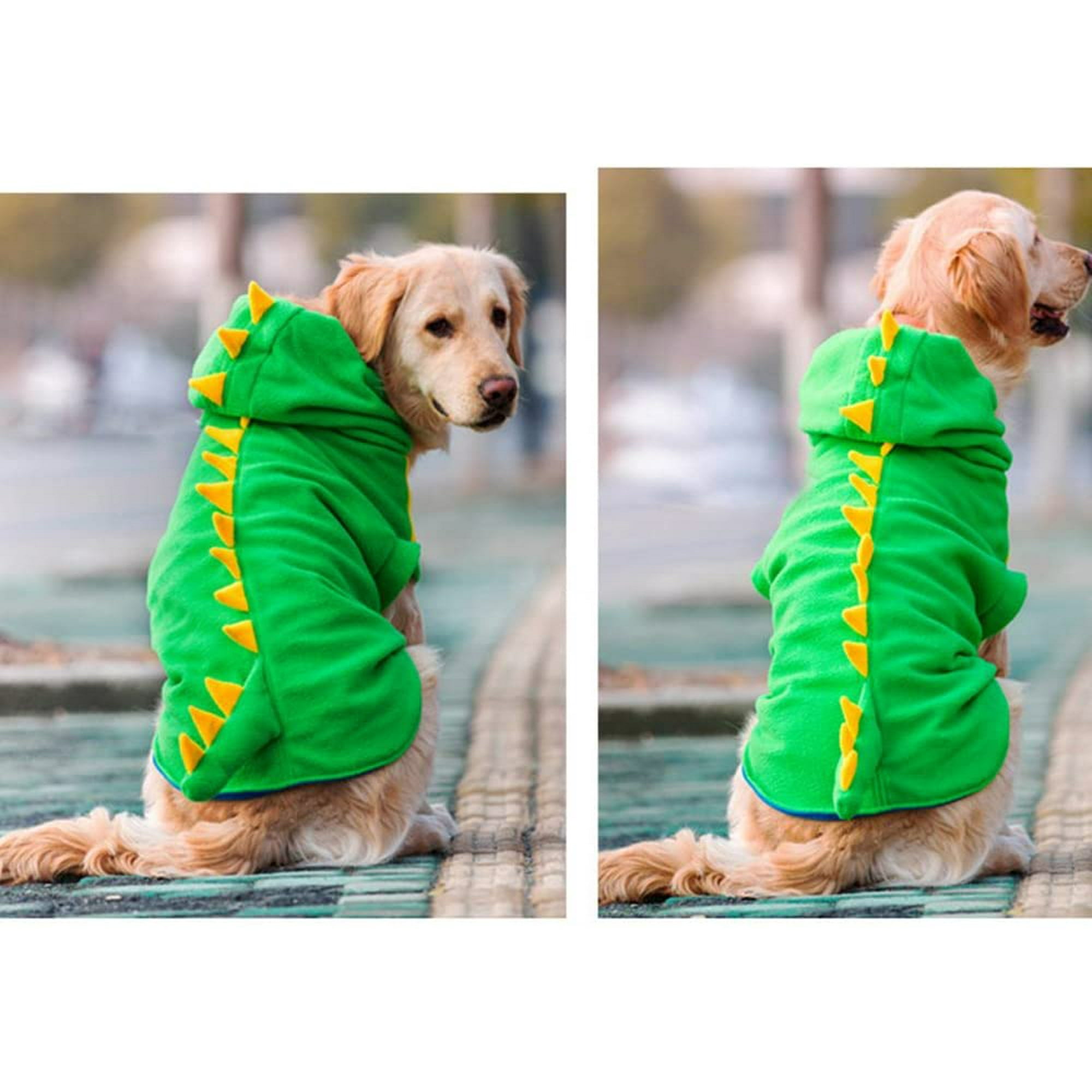FFIY Funny Halloween Big Large Dog Dinosaur Costume Jacket Coat Warm Fleece Winter Golden Retriever Pitbull Dog Clothes Hoodie GreenXXXXXXX Large Walmart