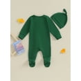 thumbnail image 4 of CIYCuIT 3M 6M Newborn Baby Girls Boys Footies Rompers Solid Color Long Sleeve Zipper Jumpsuit Infant Casual Playsuit with Hat Spring Fall Daily Clothes, 4 of 9