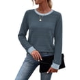 thumbnail image 3 of WIHOLL Long Sleeve Shirts for Women Fall Sweaters Fashion Color Block Crew Neck Pullover Tops 2026 Winter Lightweight Women's Sweaters, 3 of 11