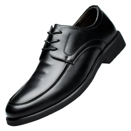 

Hueook Mens Dress Shoes Autumn and Winter Solid Color Breathable Casual Dress Shoes Business Leather Shoes Walking Shoes for Men