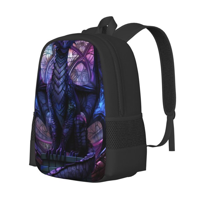 Lukts Fantasy Dragon In Cathedral for Large Capacity Backpack, 600D Oxford Cloth Schoolbag Sports Backpack - Adjustable Shoulder Straps, Unisex