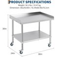 thumbnail image 2 of 36 In x24 In Rolling Stainless Steel Grill Cart and Prep Table - Heavy-Duty Commercial Workstation with Adjustable Undershelf and Backsplash, 2 of 9