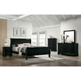thumbnail image 2 of Queen Size Bed 2x Nightstands Antique Nickel Hanging Pulls 3pc Bedroom Set Sleigh Classic Bedroom Furniture in Black Solid wood, 2 of 8