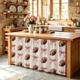 thumbnail image 6 of Pink Bow Football Cabinet Curtain 32"Wx55"L, Dustproof Pantry Door Curtain with Self Adhesive Tape, Modern Game Balls Retro Burlap Tall Storage Cover Privacy Drape for Bathroom Kitchen Laundry Room, 6 of 9