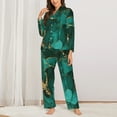 thumbnail image 2 of Sigee Green Gold Glitter for Women’s Pajama Sets Long-Sleeved Pjs Sets for Women 2 piece Sleepwear-Small, 2 of 7