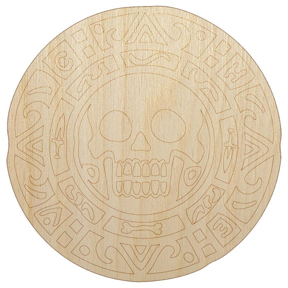 Skull Pirate Coin Wood Shape Unfinished Piece Cutout Craft DIY Projects - 4.70 Inch Size - 1/8 Inch Thick
