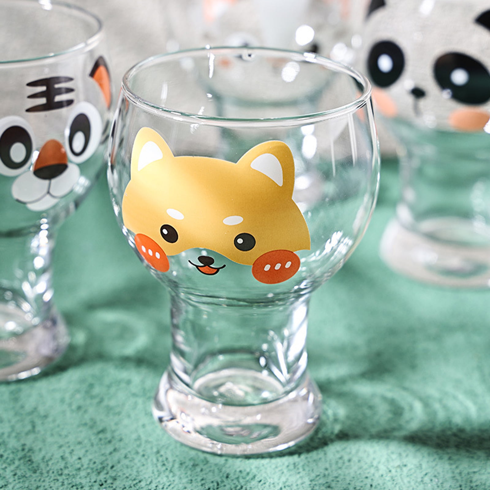 750ml Kawaii Animal Glass Cups With Lid And Straw Cute Coffee Mugs