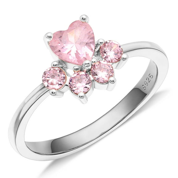 UIONEN 925 Sterling Silver Ring Women Clear Cubic Zirconia Stackable Ring Size 6