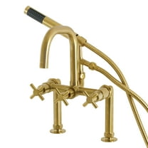 Aqua Vintage AE8407DX Concord 7" Center Deck-Mount Clawfoot Tub Faucet with Hand Shower, Brushed Brass