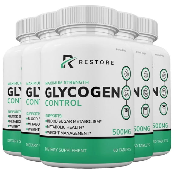 Restore Glycogen Control Blood Flow Support For Men and Women, 5 month supply (5 Pack)