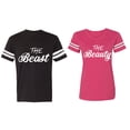 thumbnail image 1 of The Beast The Beauty Matching Couple Cotton Jerseys (Men Black / Women Pink) (Men M / Women L), 1 of 3