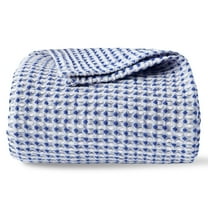 EGOHOME 100% Cotton Waffle Blanket for Bed,  Fall Blanket Lightweight Yet Cozy for Winter Bed Throw, Navy Blue, 50" x 60"