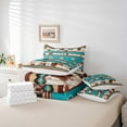 thumbnail image 6 of Manfei Rustic Western Aztec 7-Piece Twin Bedding Sets,Country Farmhouse Lodge Bedding Comforter Set,Cyan Brown Sheet Sets For Men Women,Breathable Home Decor Reversible, 6 of 8