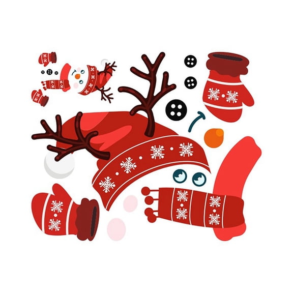 Cartoon Snowman Christmas Refrigerator Magnets Cabinets Funny Stickers Cute Kitchen Garage Holiday Home Decor Door,1 Set x Christmas Refrigerator Magnets,Red
