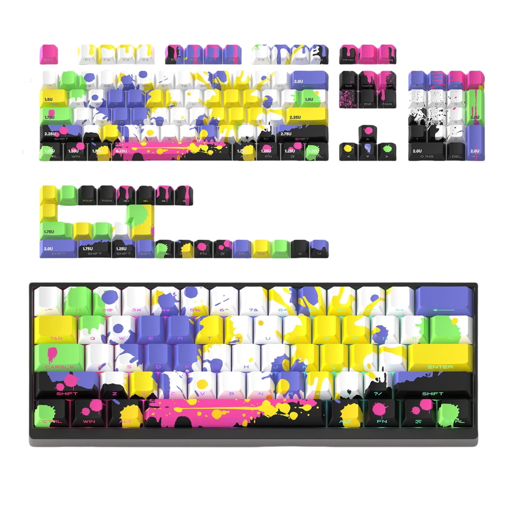 AOOOWER Original Height 130Key Translucent Keycaps With Graffiti Side Engraving Backlitting For Customizing Mechanical Keyboards