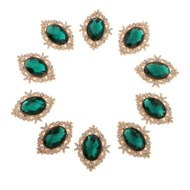 veasfak Lot de 10 Boutons flatback Boutons pour Robe de Mariée avec Strass pour Vert