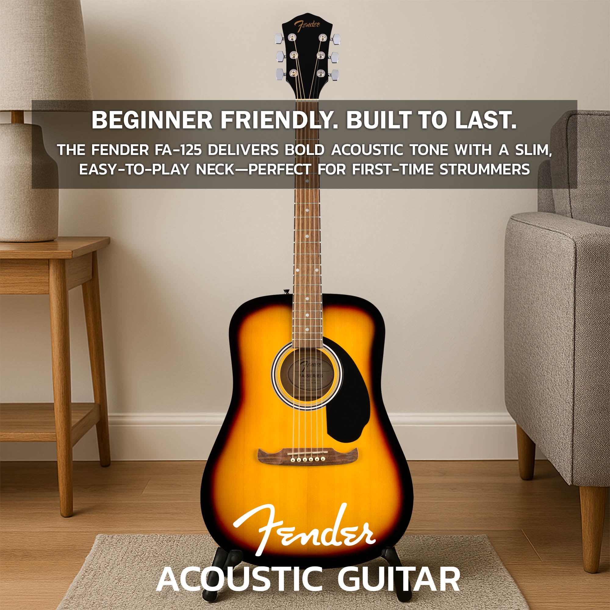 Fender FA-125 Dreadnought Acoustic Guitar - Sunburst w/ Gig Bag