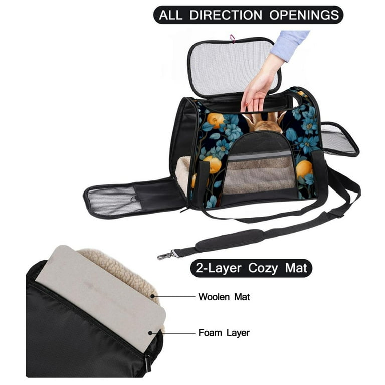 Rabbit Sherpa Fabric Carrier Bag 900D Oxford Cloth Pet Travel Bag with Nylon Webbing 17x10x11.8 Inches 43x26x30 cm Walmart