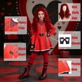 thumbnail image 3 of Red Jumpsuit Rise Red Costume Cosplay, Red Bodysuit with Wig and Gloves for Cosplay Party, Halloween Costumes for Anime Birthday Party, 3 of 7