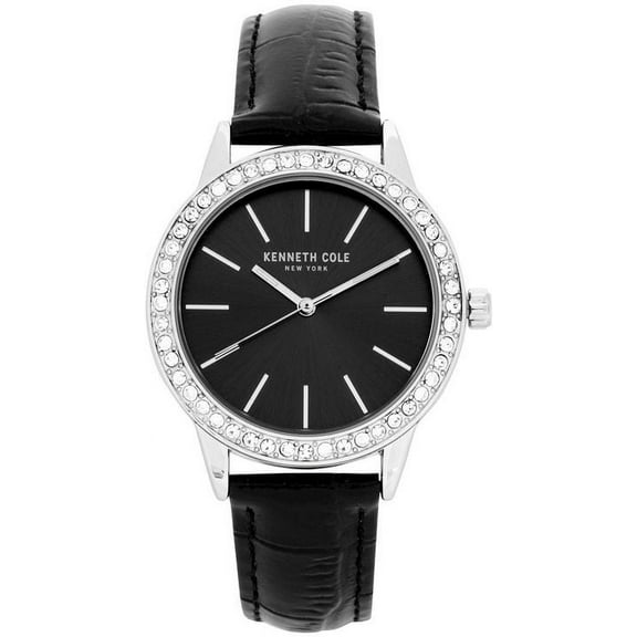 Women's 10031482 Black Leather Quartz Fashion Watch