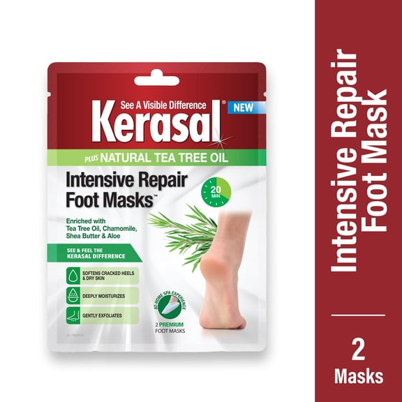 Kerasal Intensive Repair Foot Mask for Cracked Heels and Dry feet, 1 Pair