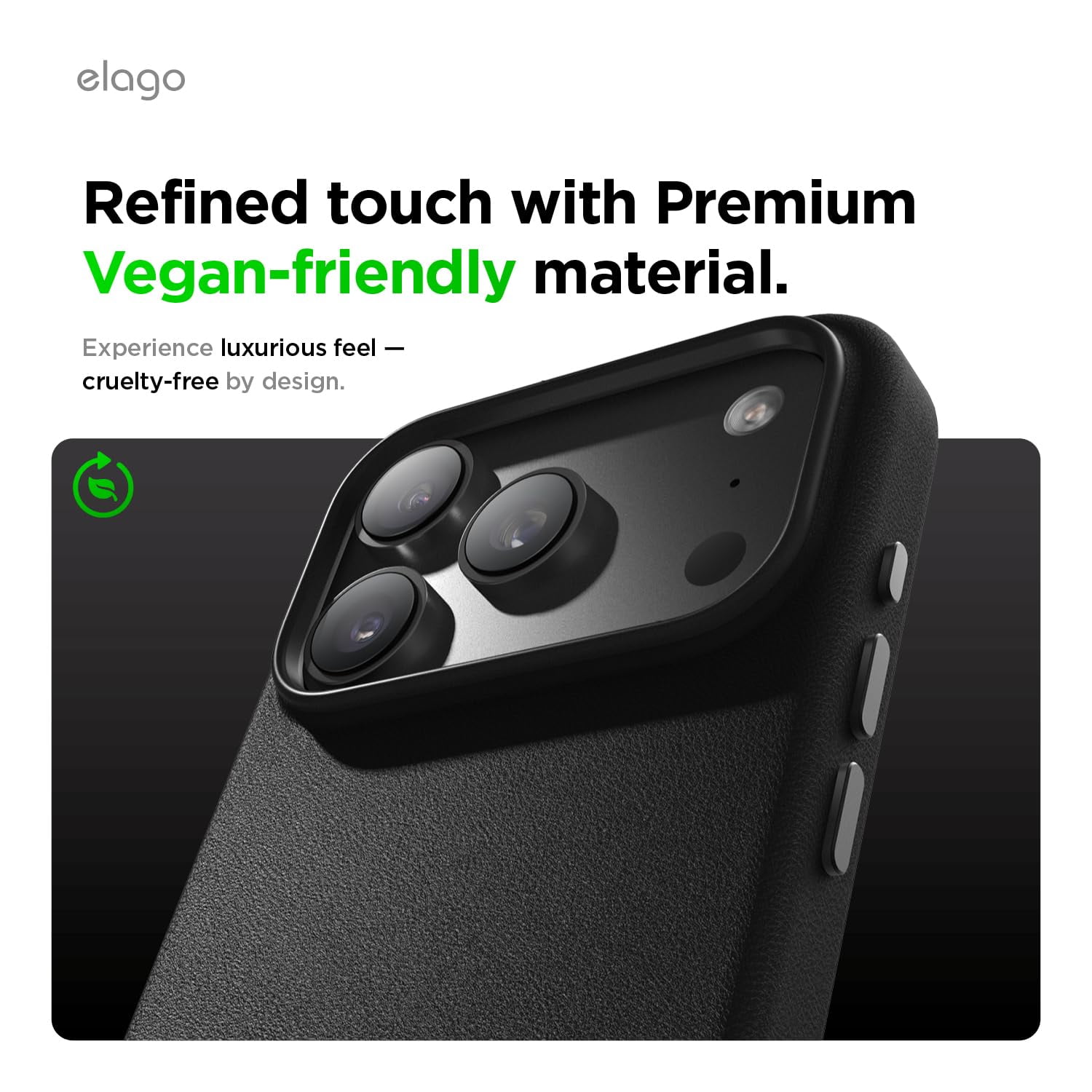 elago Magnetic Leather Case Compatible with iPhone 17 Pro Case, All MagSafe Accessories, 6.3 inch - Built-in Magnets, Durable Vegan Leather, Shockproof, Water-Resistant [Black]