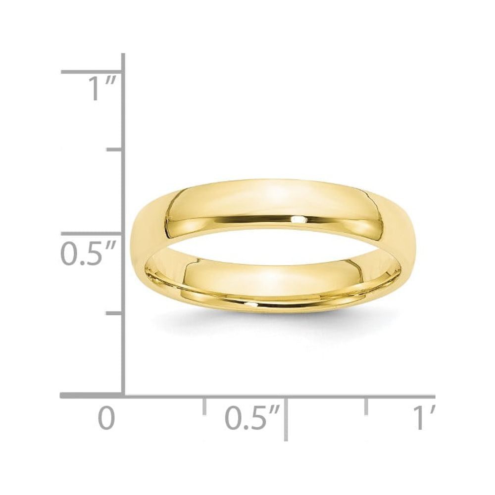 Primal Gold 10 Karat Yellow Gold 4mm Lightweight Comfort Fit Band Size 9