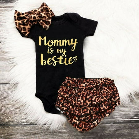 

Newborn Infant Baby Girls Leopard Clothes Jumpsuit Romper Bodysuit +Pants Outfits
