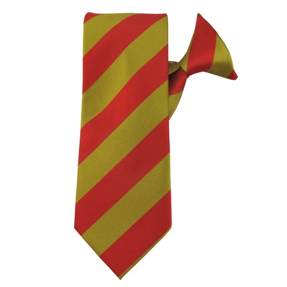 Jacob Alexander Men's 1-Inch College Stripe Woven Pre-Tied Clip-On Neck Tie - Gold Red