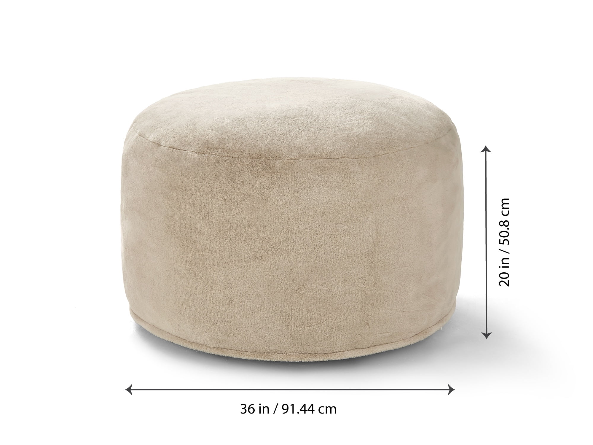 Serta Big Round Lounger Foam Filled Bean Bag Chair, Sand, 36" D x 20" H