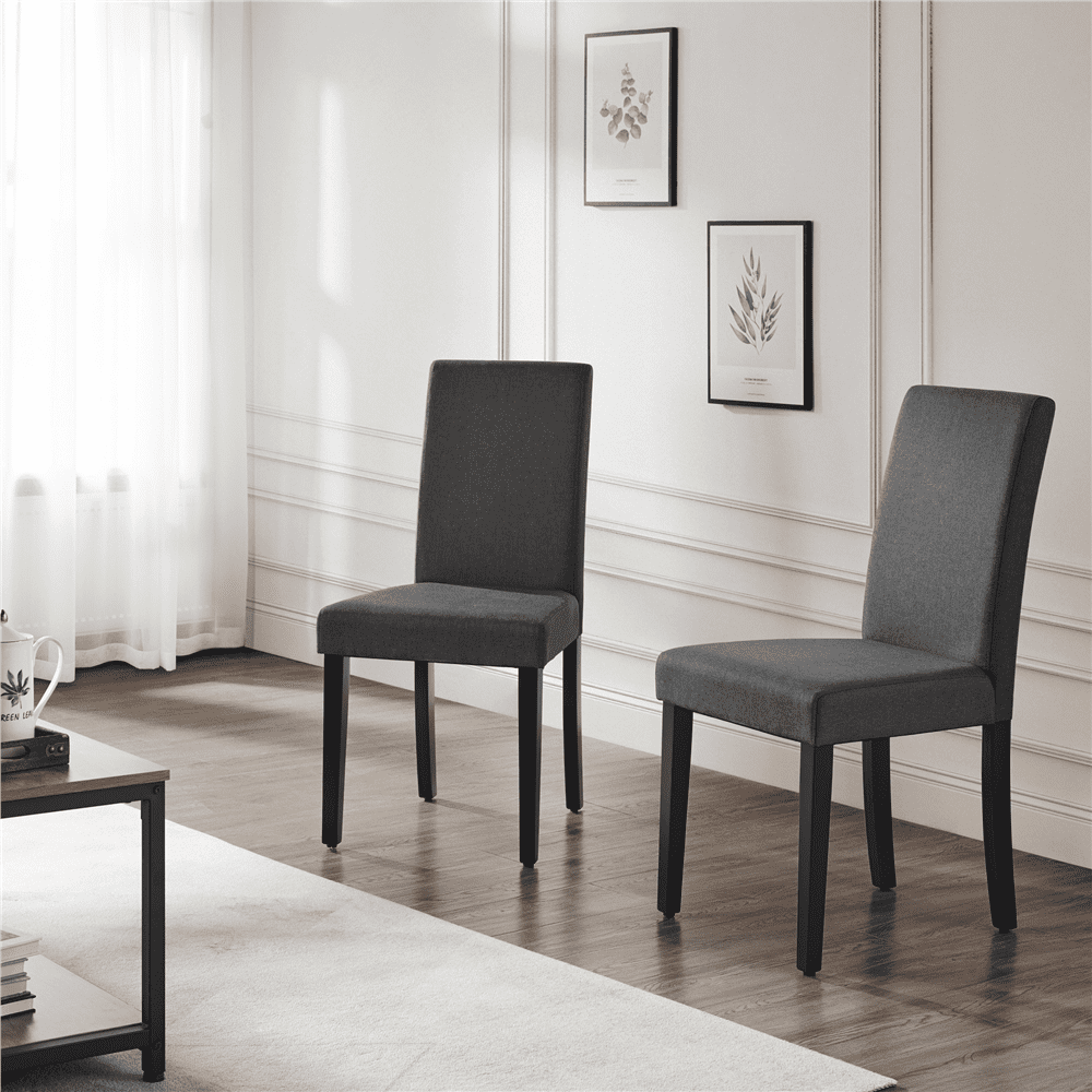 Alden Design 4pcs Fabric Upholstered Parson Dining Chairs for Home, Dark Gray