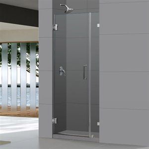 Photo 1 of Dreamline Unidoor Lux Frameless Hinged Shower Door W/ 6-in Stationary Panel 33-in
