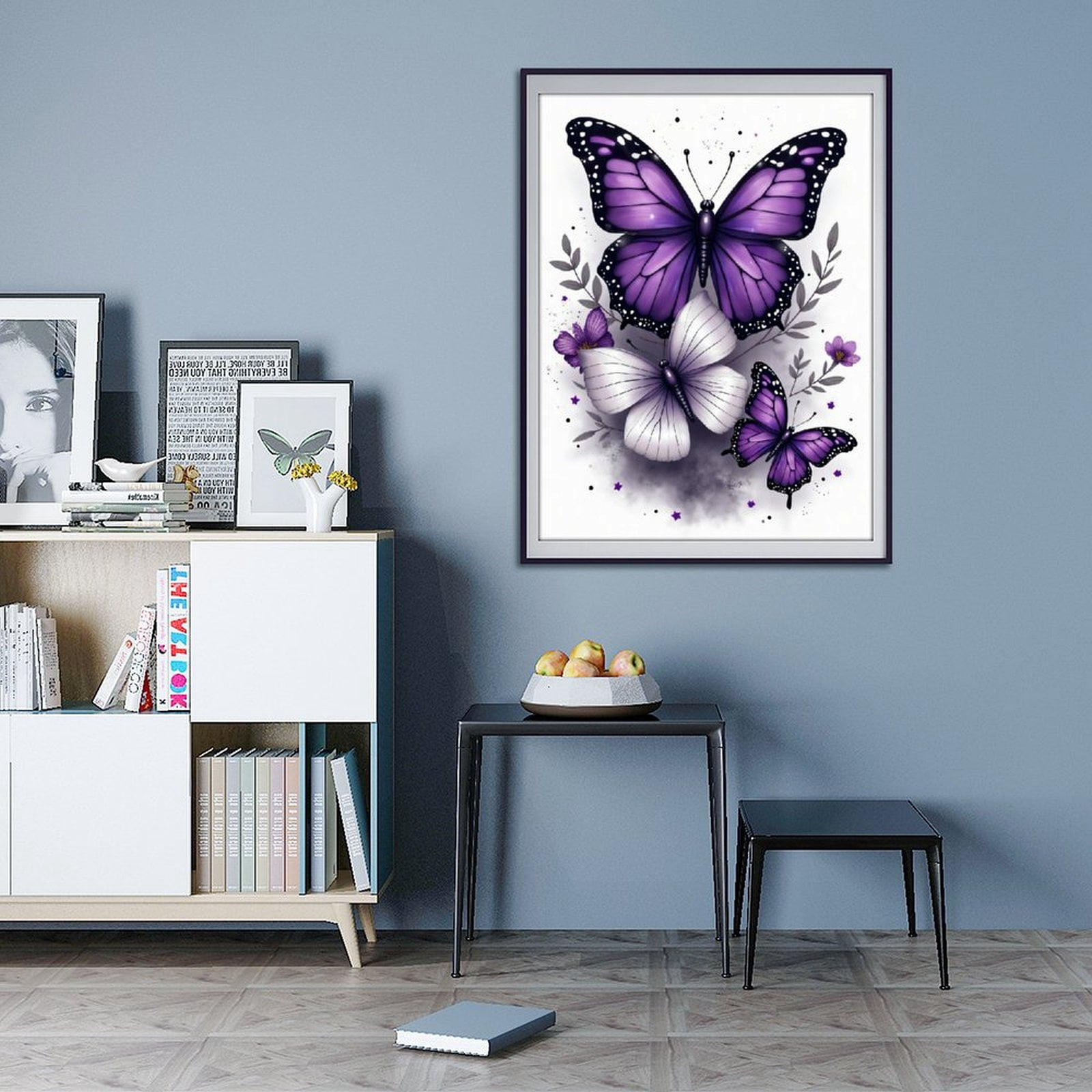 Diamond Art Kit for Adults, Classic Butterfly Purple Print No.368 Diamond Painting for Adults Beginners, 5D DIY Diamond Art Painting Kits, Colorful Diamond Painting Craft for Home Decor 12x16