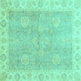 thumbnail image 1 of Ahgly Company Machine Washable Indoor Square Oriental Turquoise Blue Traditional Area Rugs, 3' Square, 1 of 4
