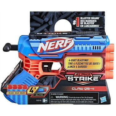 Nerf Alpha Strike Claw QS-4 Blaster 4 Official Nerf Elite Foam Darts