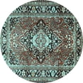 thumbnail image 1 of Ahgly Company Indoor Round Medallion Light Blue Traditional Area Rugs, 4' Round, 1 of 4