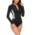 thumbnail image 2 of Feimerou Surfing Swimsuits for Women One Piece Long Sleeve Rash Guard Bathing Suits Sun Protection Printed Zipper Wetsuit Swimwear Valentines Day Gifts, 2 of 9