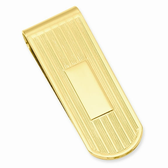 Gold-plated Kelly Waters Etched Lines Money Clip; for Adults and Teens; for Women and Men