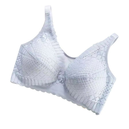 Yyeselk Womens Maternity Bra Front Button Push Up Nursing Bra Lace Comfort Full Coverage No Underwire Bra Anti-Sagging Wireless Bra for Breastfeeding Light Blue L