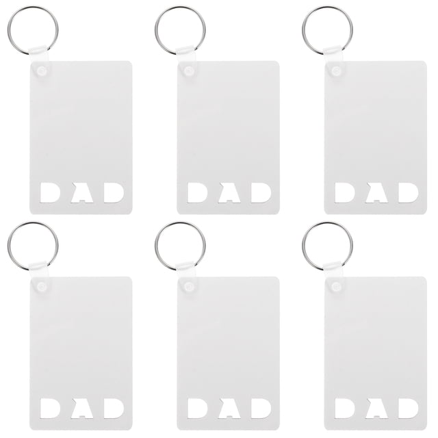 6Pcs Transfert de Chaleur Sublimation Blanc Porte-Clés pour Fête des Mères Fête des Pères