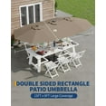 thumbnail image 4 of Garvee 15 ft Double-Sided Patio Umbrella with Base Included, Large Outdoor Rectangular Market Umbrella for Poolside, Lawn & Backyard, Tan, 4 of 7