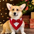 thumbnail image 3 of Collar de perro con pañuelo de boda formal para perro con pajarita, disfraz de cumpleaños para perro, esmoquin ajustable para fiesta de mascotas, ROJO, 3 of 5