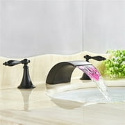 Senlesen LED Bathroom Basin Sink Faucet Oil Rubbed Bronze Waterfall Basin Mixer Tap
