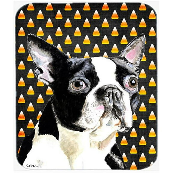 Boston Terrier Candy Corn Halloween Portrait Mouse Pad, Hot Pad or Trivet