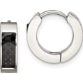 thumbnail image 1 of Stainless Steel Polished With Carbon Fiber Inlay 4mm Hinged Hoop Earrings (12.5 X 12.5) Made In China sre1531, 1 of 6