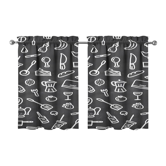 Vintage Kitchen Food Cooking Chef Tier Cafe Curtains for Bathroom Living RV Rod Pocket Window Drapes 36 Inch 2 Panels Set 28"x36" 2 Panels Window Treatment Tiers
